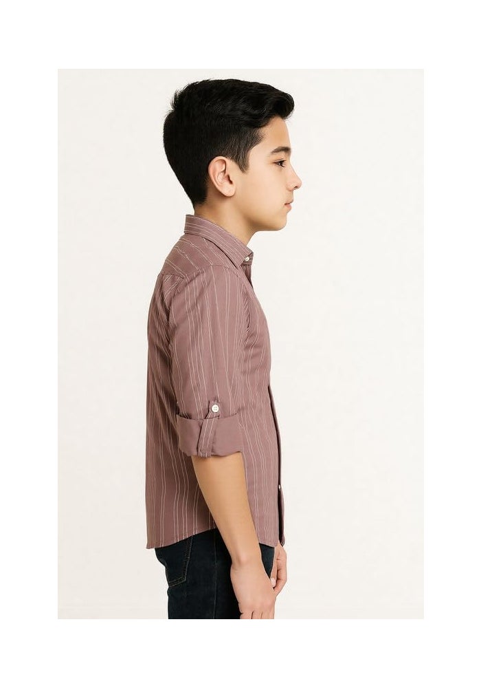 CHARCHIT Boys Cotton Regular Fit Spread Collar Full Sleeves Striped Shirt - Image 4